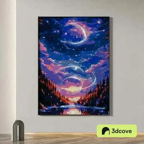 A Painting Of A Moonlit Landscape
