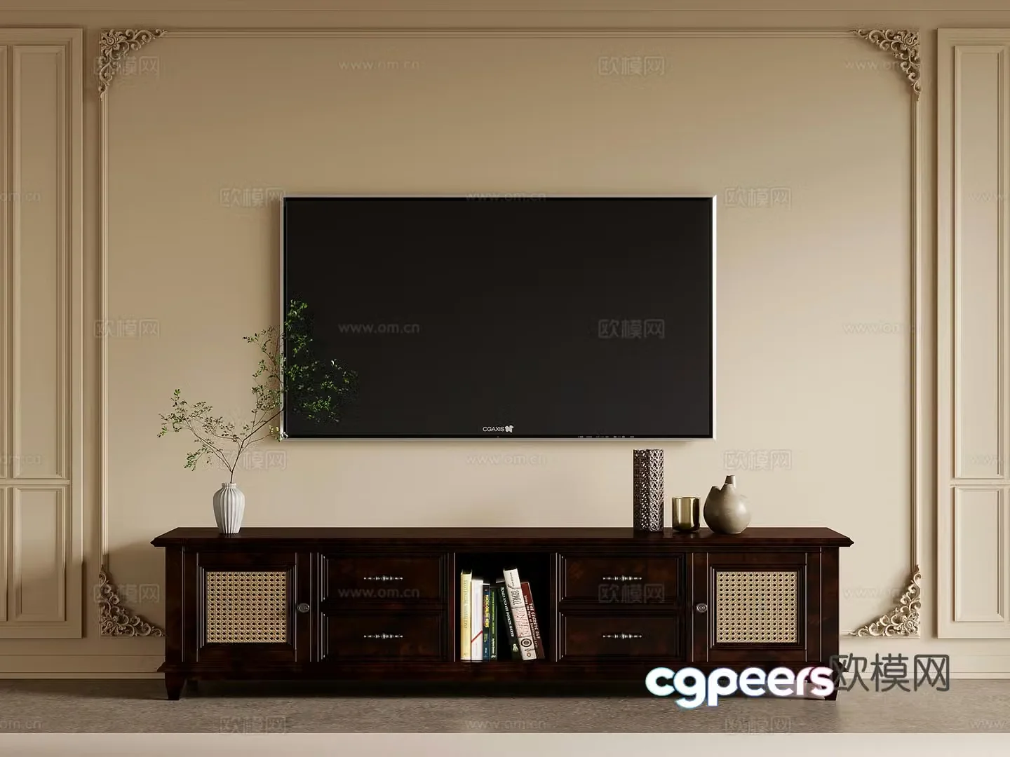 23 TV cabinet American TV cabinet retro TV cabinet 3d model