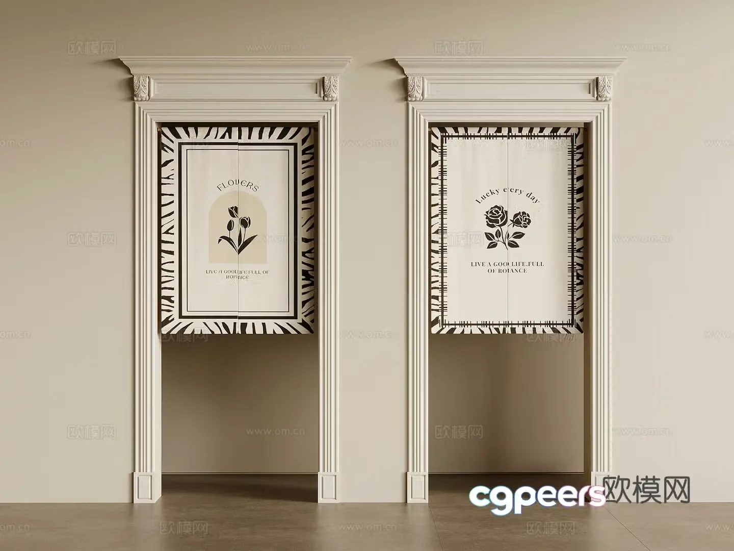 Door curtain French door curtain Door cover Door hole 3D model