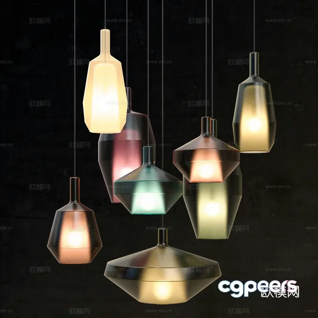 Modern Italian glass decorative chandelier 3d model