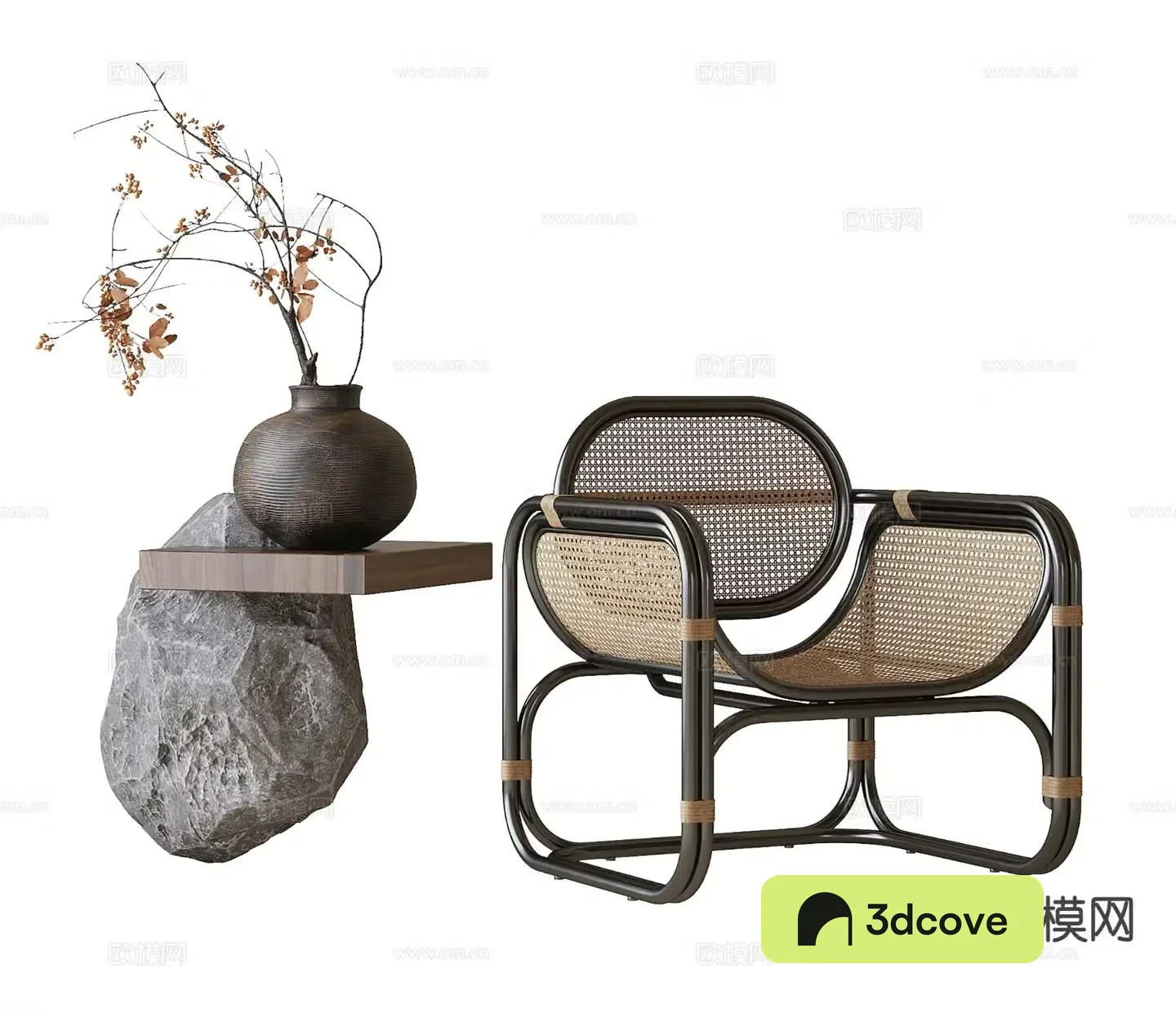 Wabi-sabi rattan chair outdoor chair