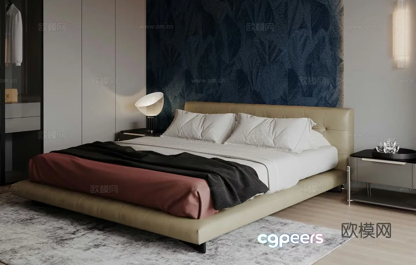Modern double bed 3d model