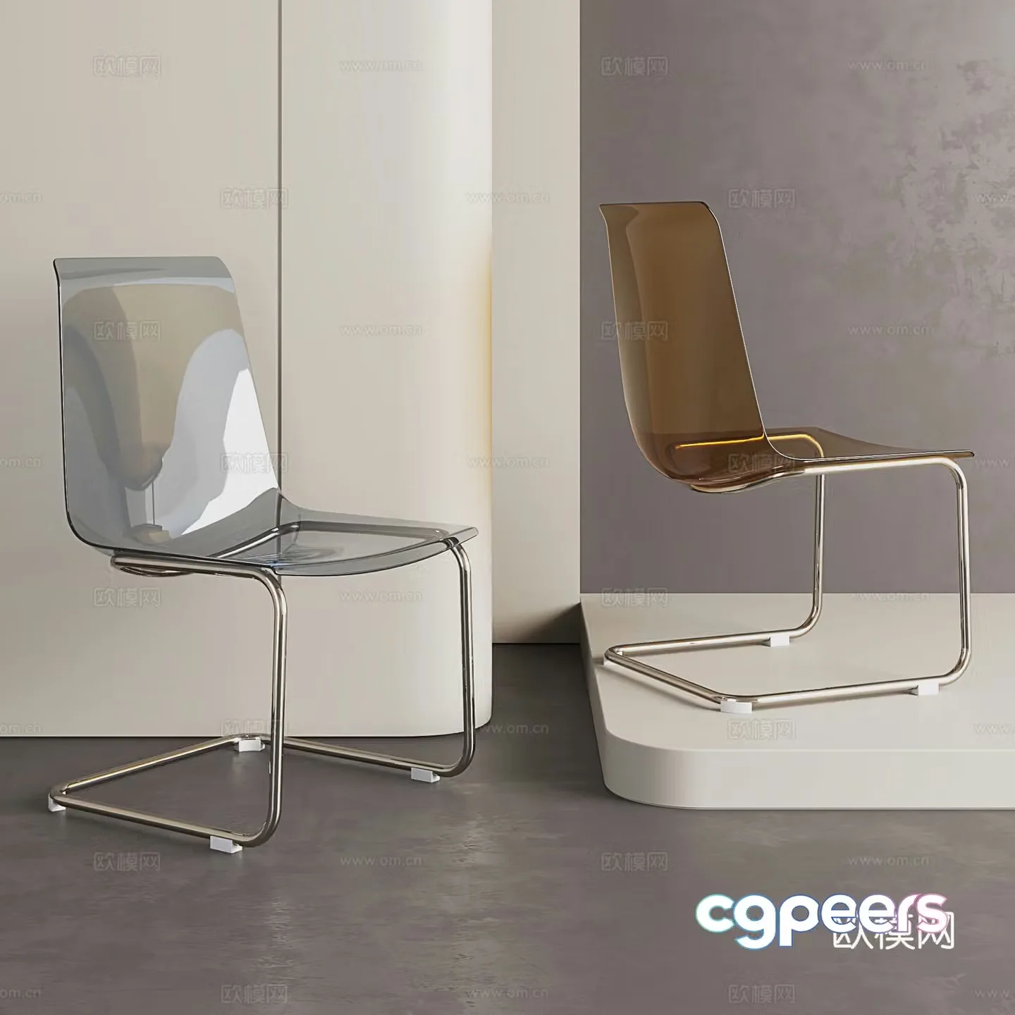 Modern acrylic chair Modern single chair Transparent chair Simple dining chair 3d model