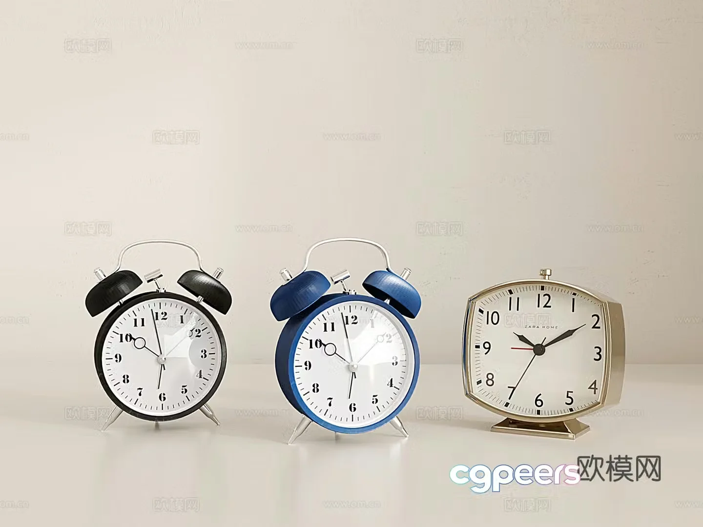Modern alarm clock vintage retro alarm clock student alarm clock watch table clock 3d model