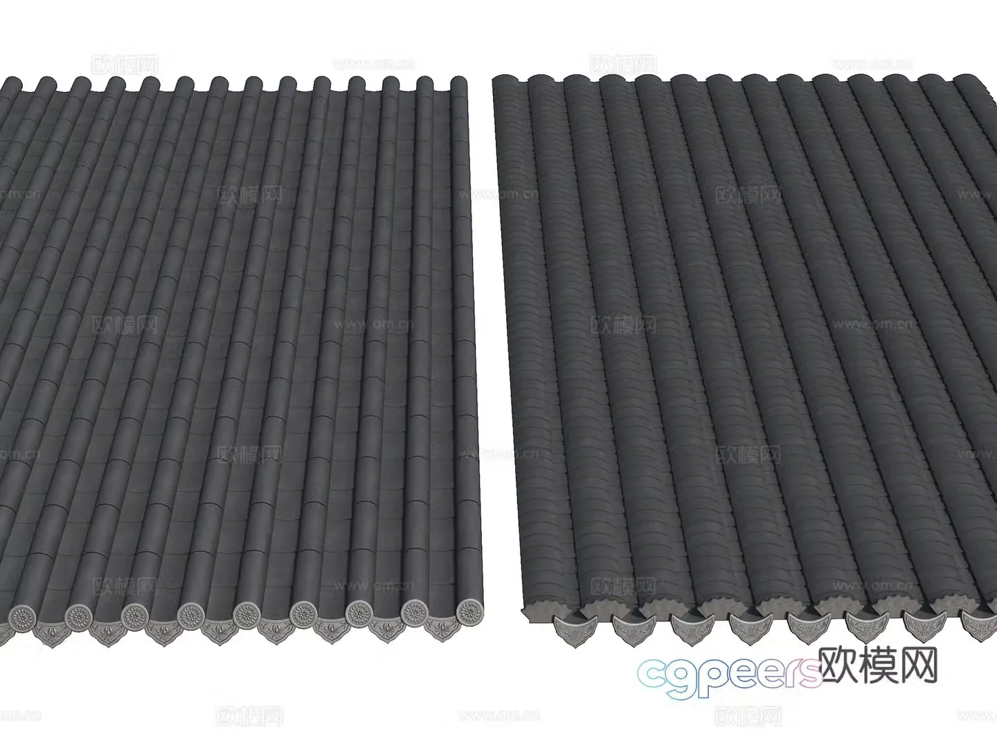 Chinese eaves ancient building tiles roof style 3d model