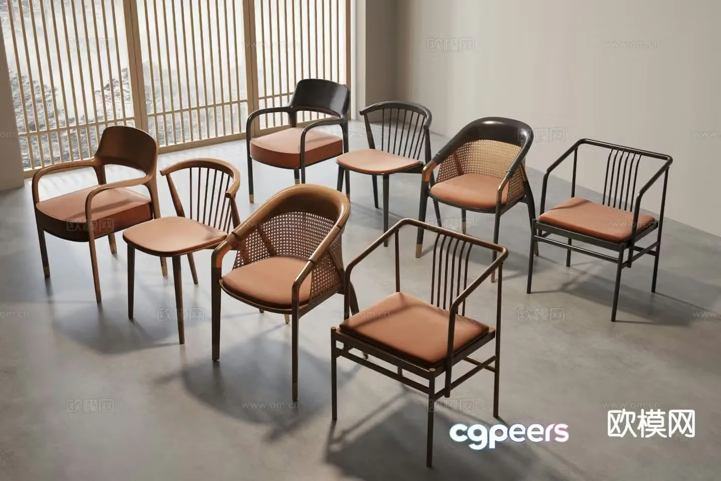 New Chinese style chair armchair 3d model