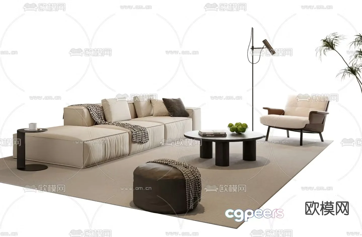 Modern sectional sofa 3d model