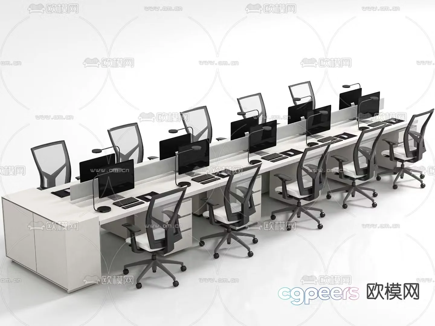 Card space desk staff table 3d model