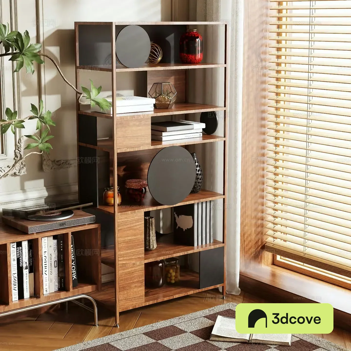 Medieval style bookcase shelf