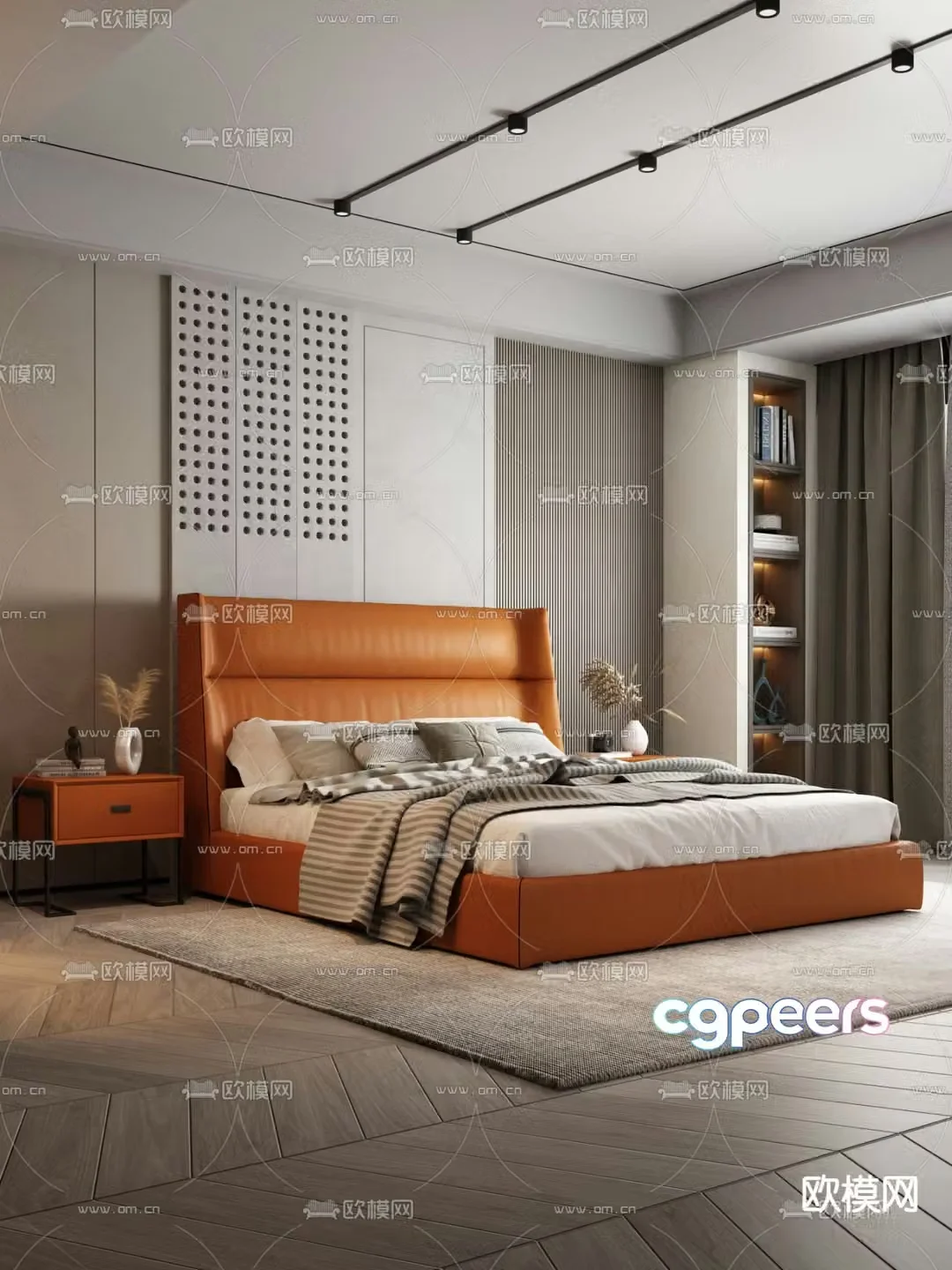 Modern double bed 3d model