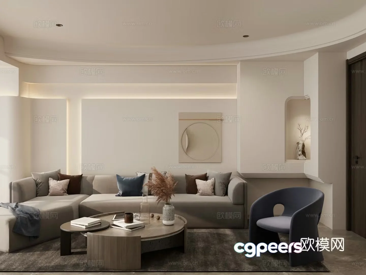 Cream style living room 3d model