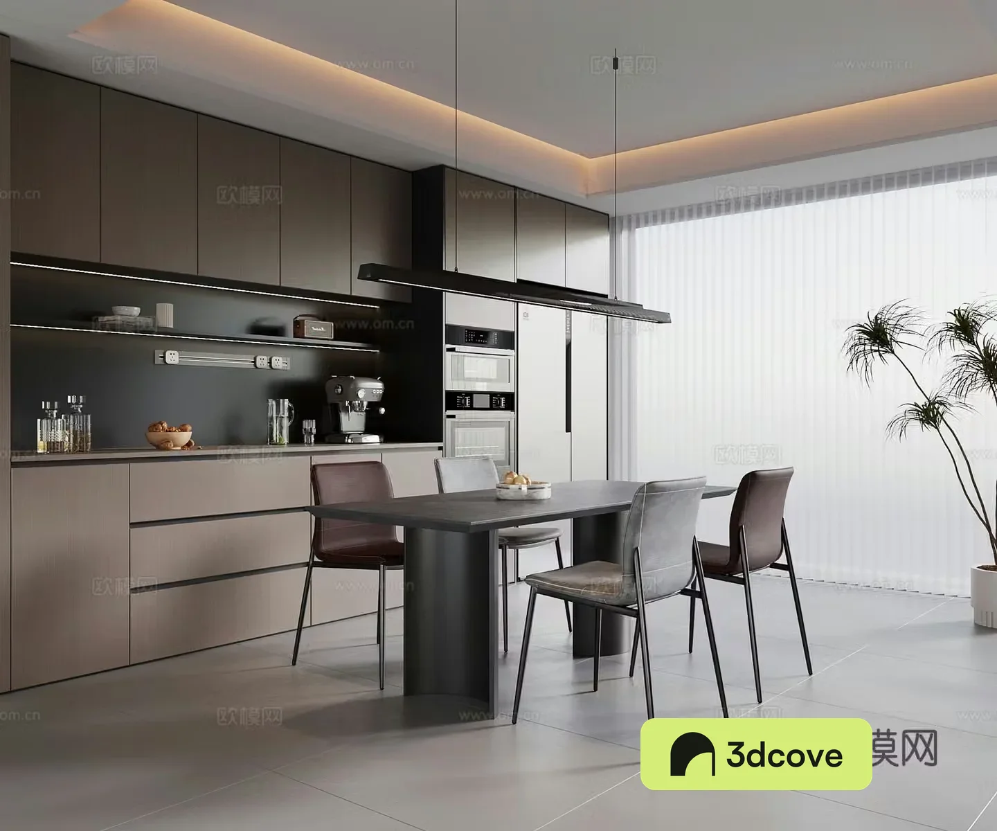 Modern Italian restaurant dining table and chair Italian wine cabinet