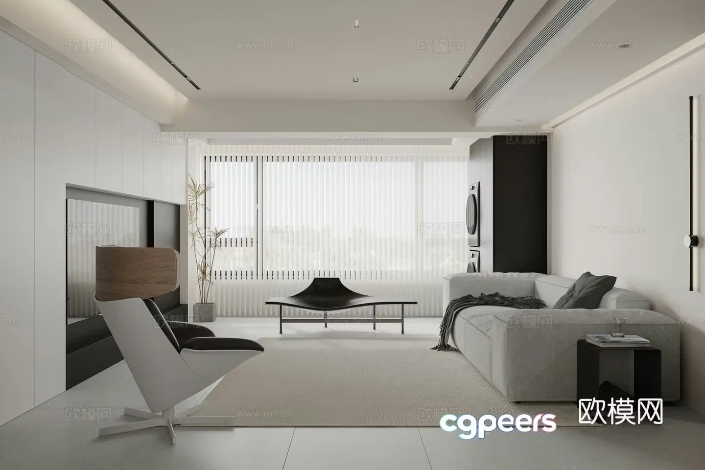 Advanced gray living room 3d model