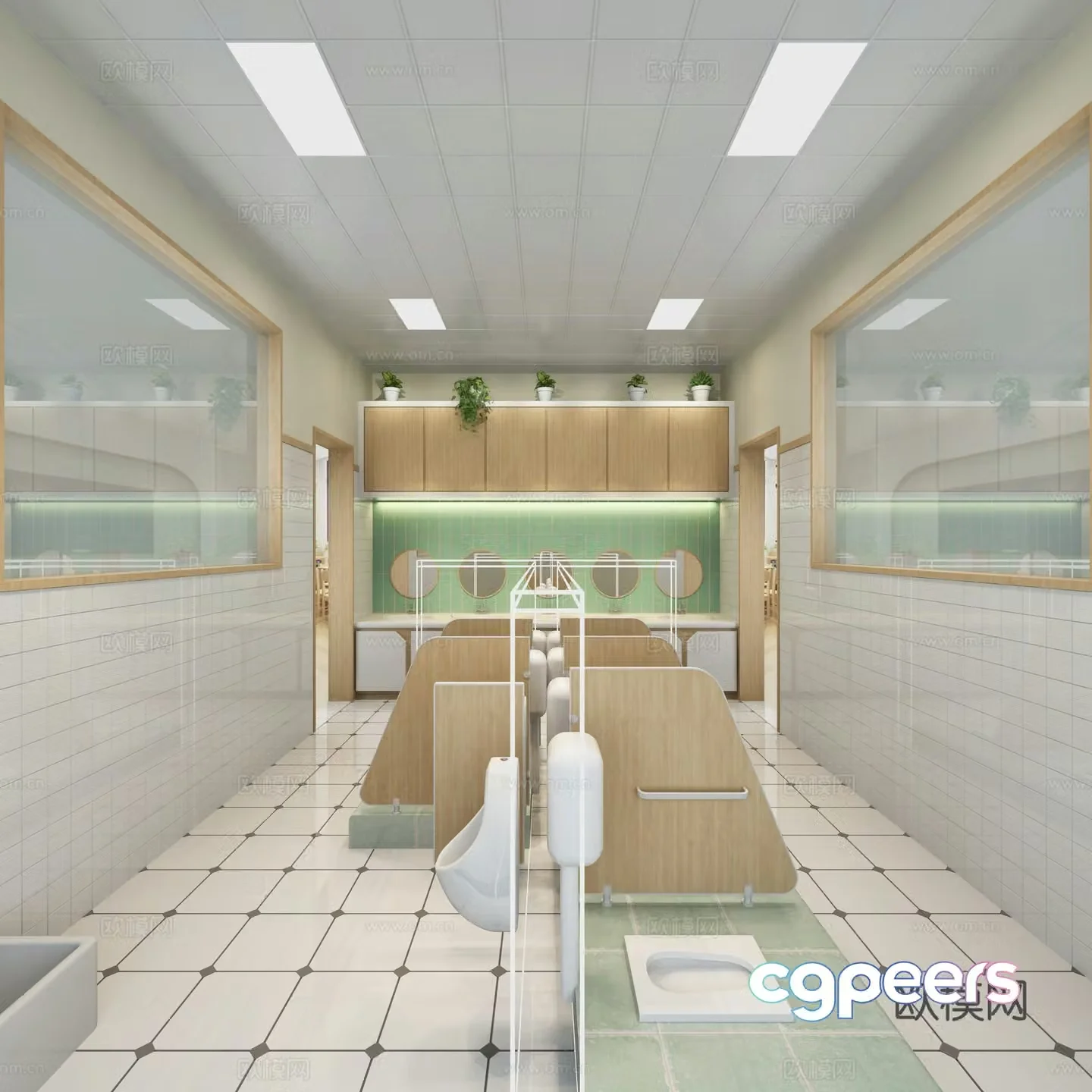 Modern kindergarten bathroom toilet 3d model