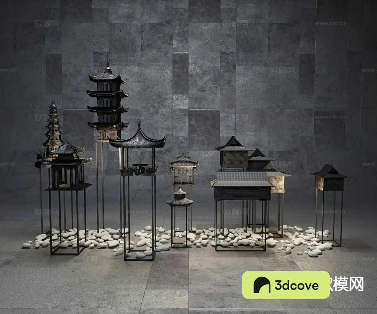New Chinese style ancient building lampstand candlestick