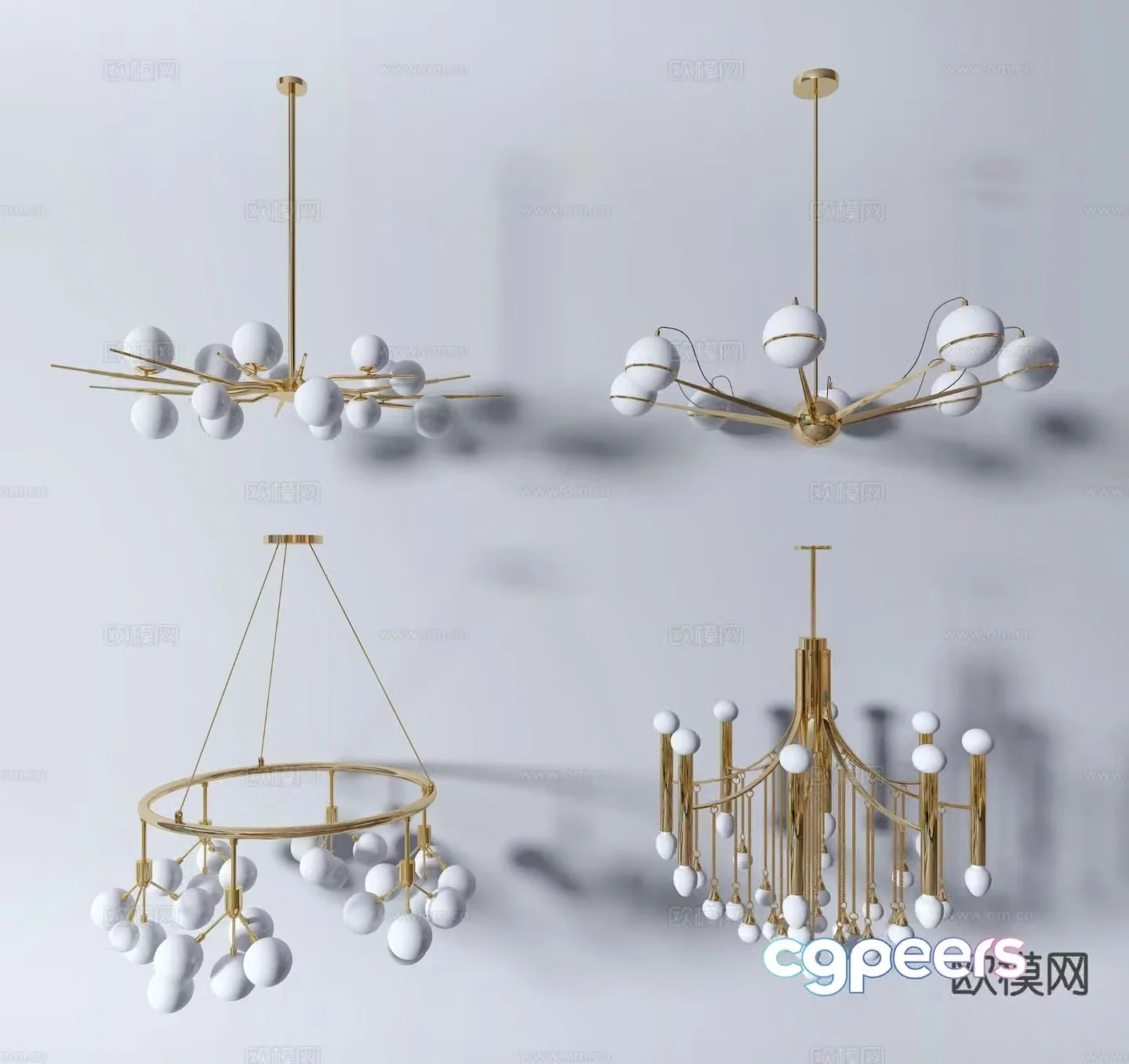 Light luxury multi-head chandelier 3D model