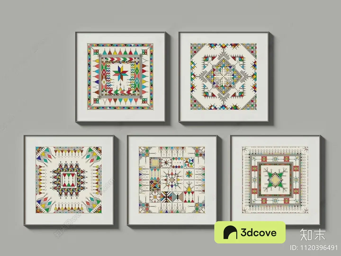 Five Framed Geometric Designs