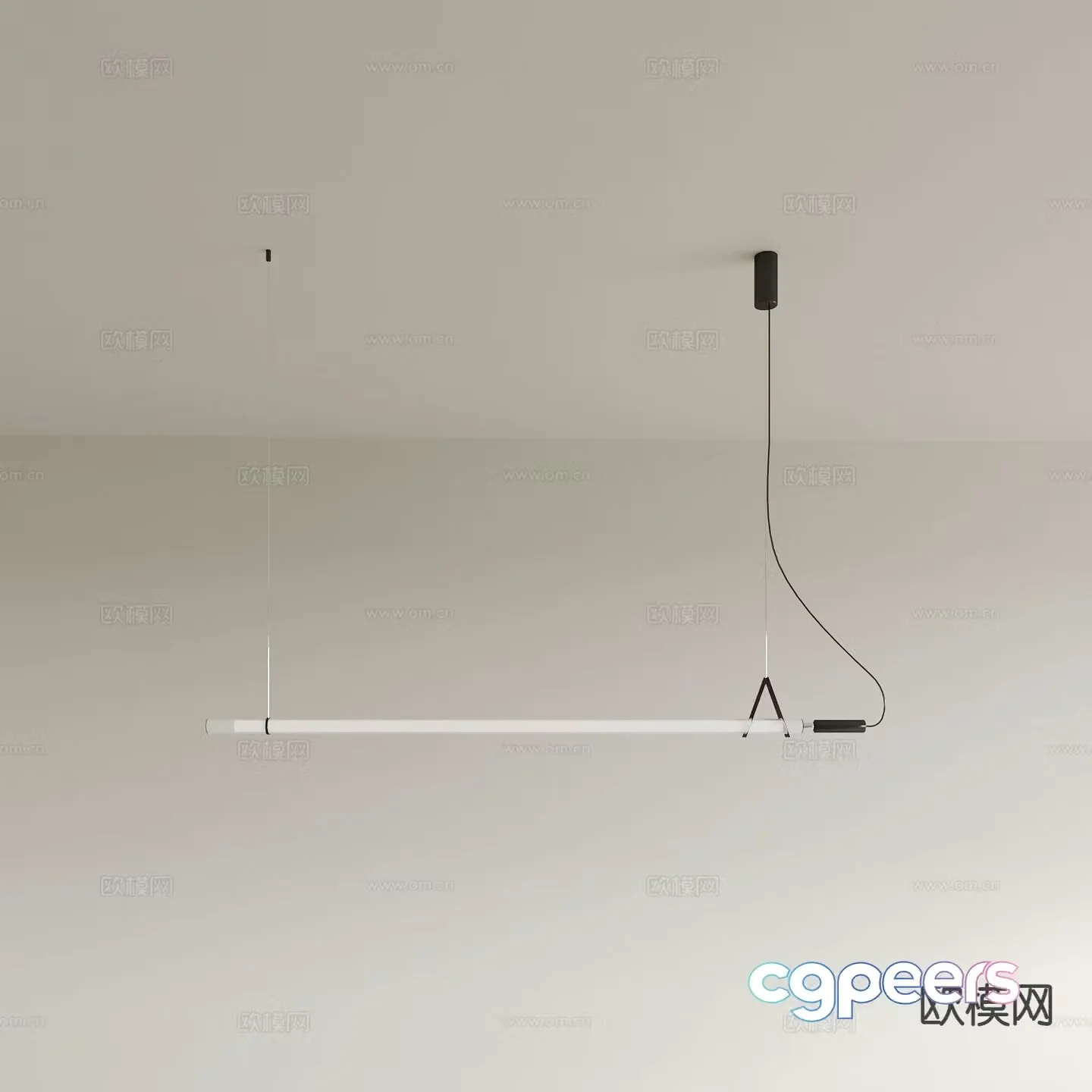 Long chandelier strip tube lamp 3d model
