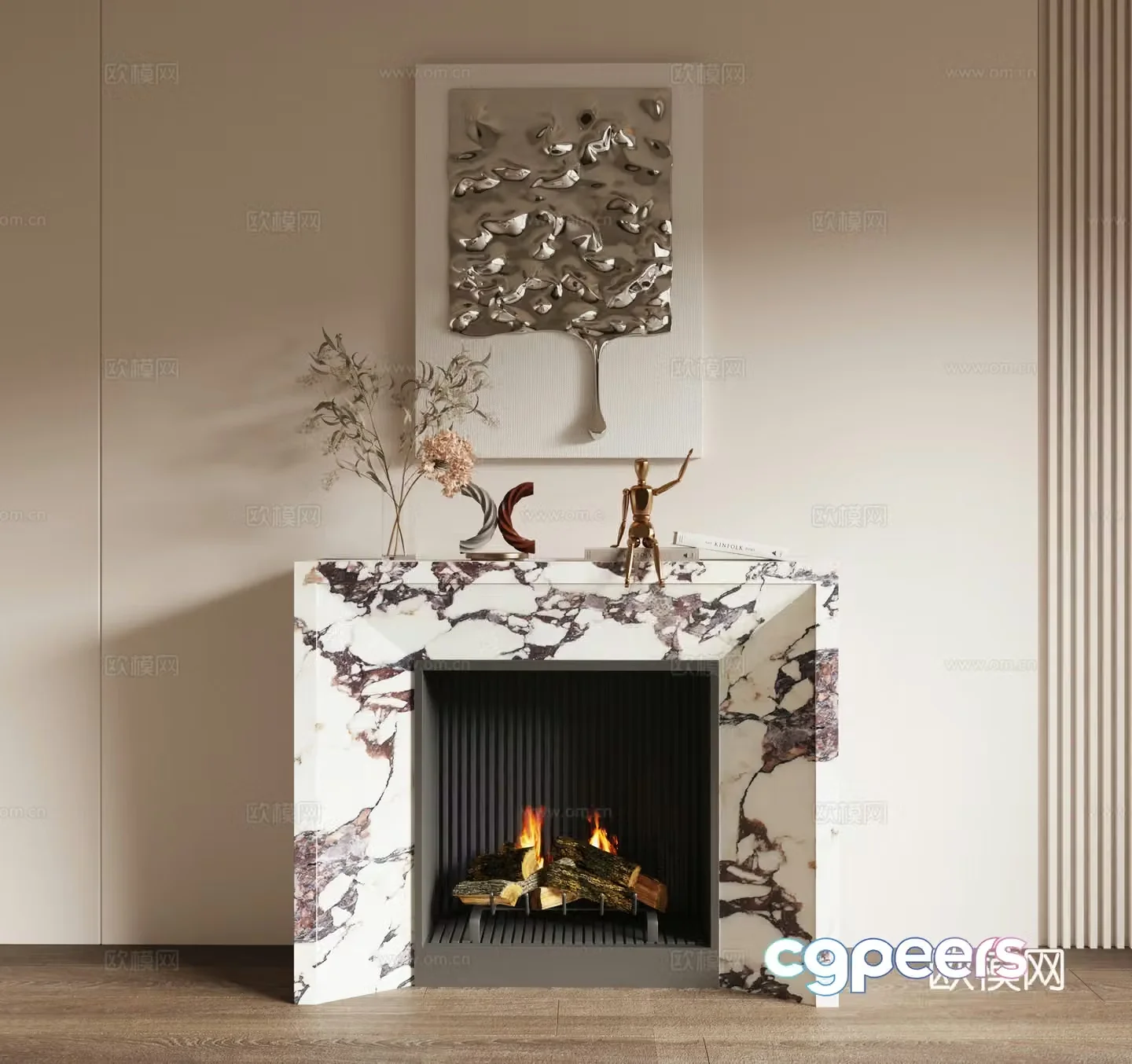 Modern fireplace 3d model