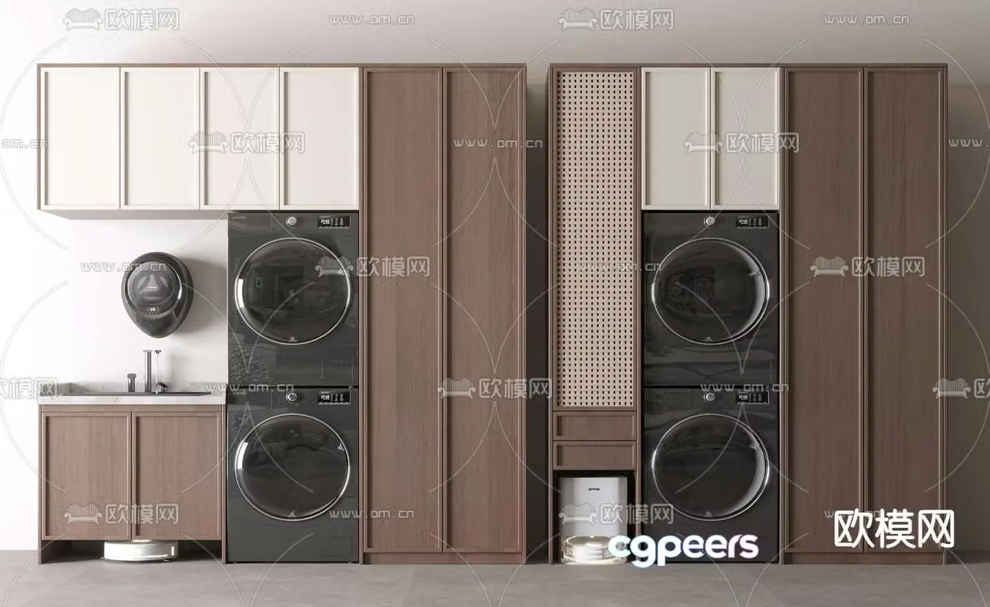 Middle-aged style washing cabinet 3D model