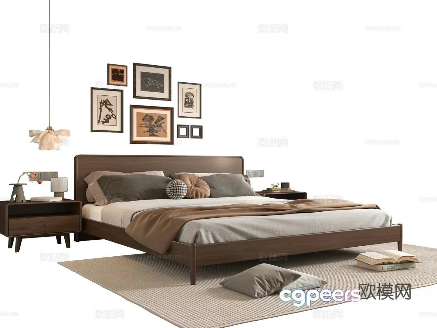 Middle-aged double bed 3D model