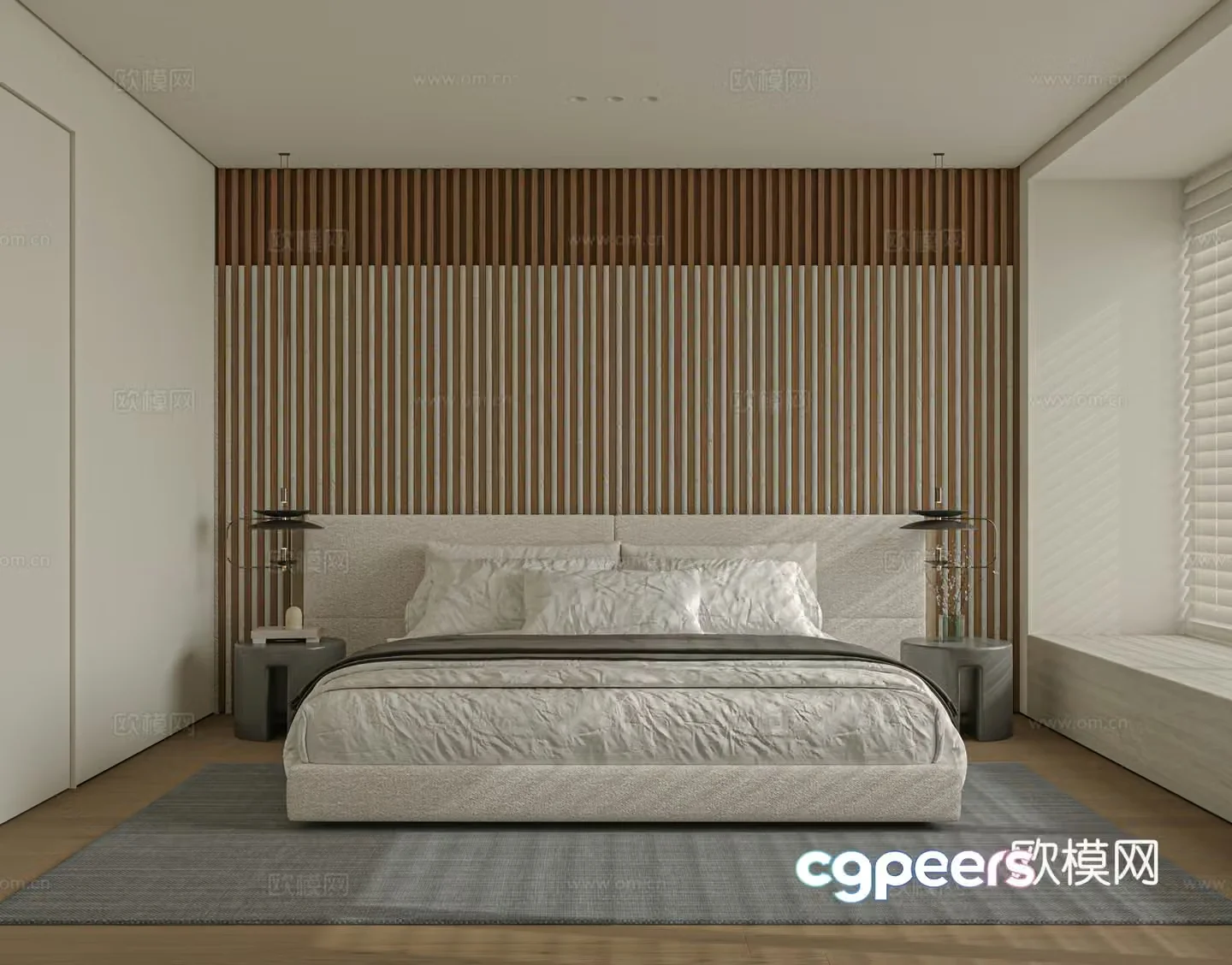 Modern bedroom bed nightstand jewelry 3d model