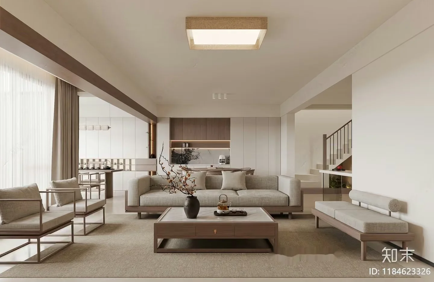 Modern Living Room 3D Model – 17822 – CORONA Render