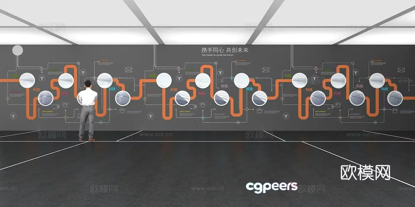 Cultural wall Corporate culture wall Display wall Classroom Exhibition hall Campus culture Corridor 3D model