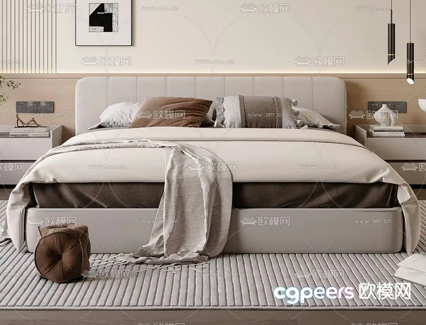 Modern double bed 3d model