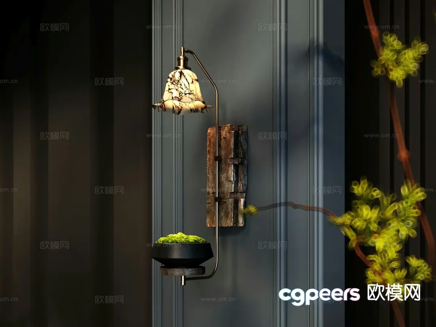 Wabi-sabi retro wall lamp 3d model