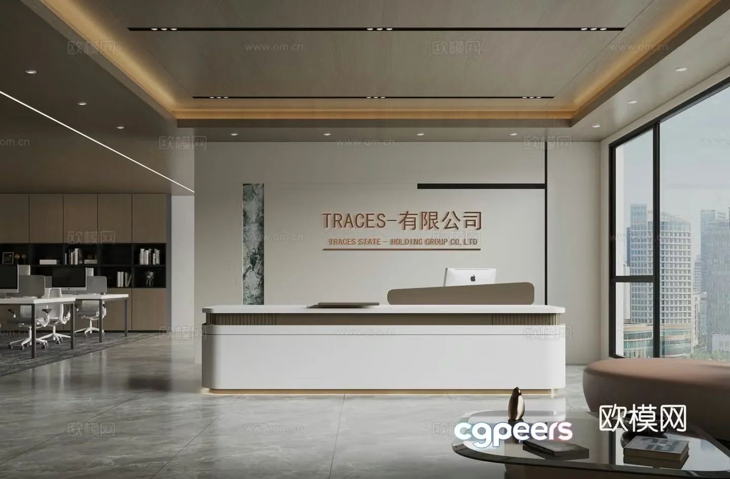 Modern company front desk 3D model