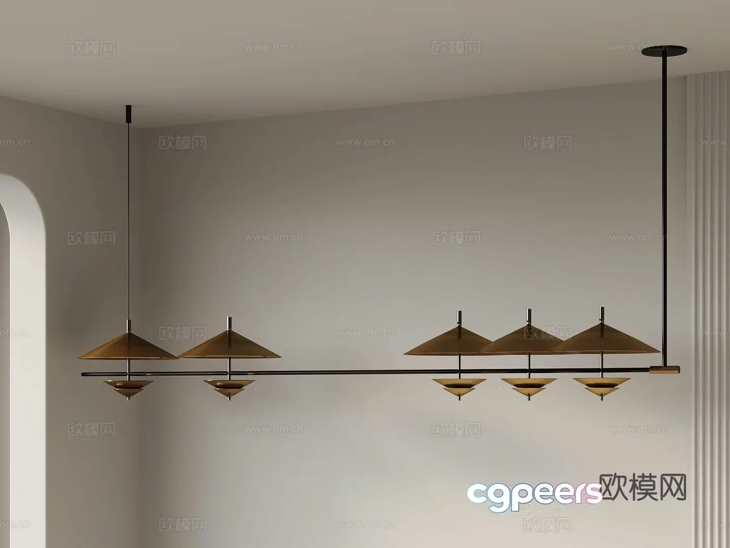 Chandelier New Chinese Chandelier Long Strip Chandelier Creative Chandelier 3D Model