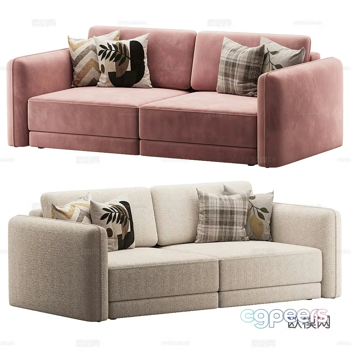 Modern Cream Style Marley Casual Sofa 3D Model