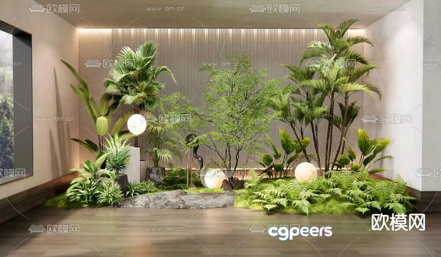 Indoor landscaping garden sketch plant pile 3d model