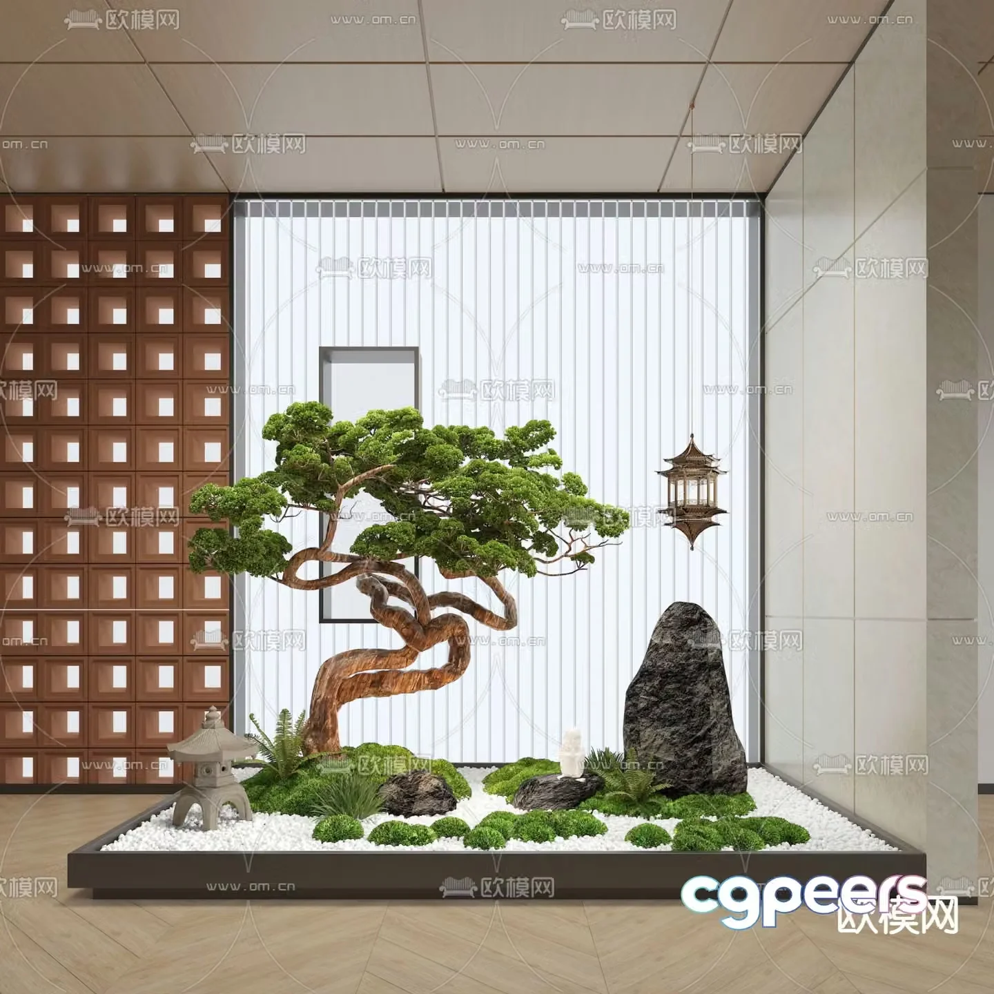 Indoor landscape small scene landscaping 3D model