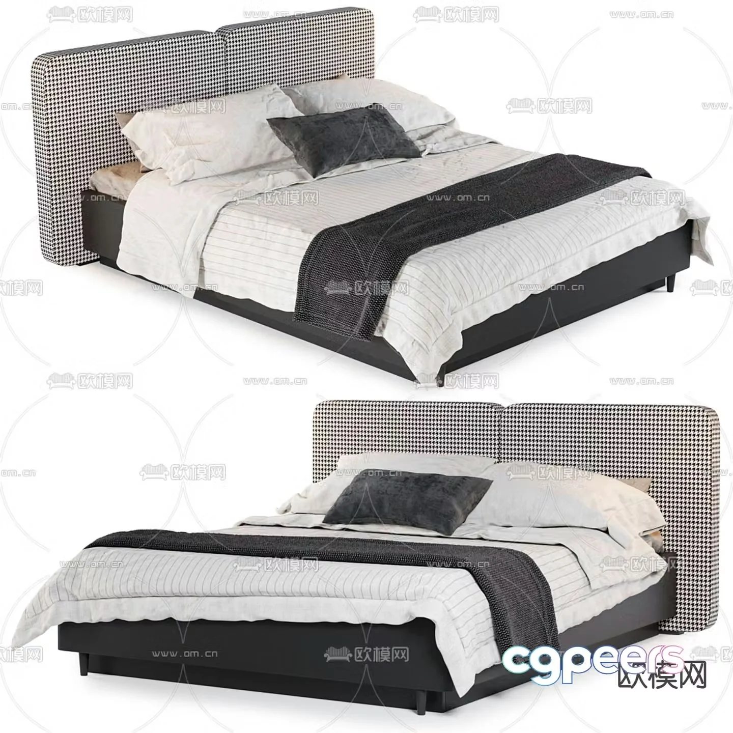 Modern double bed 3d model