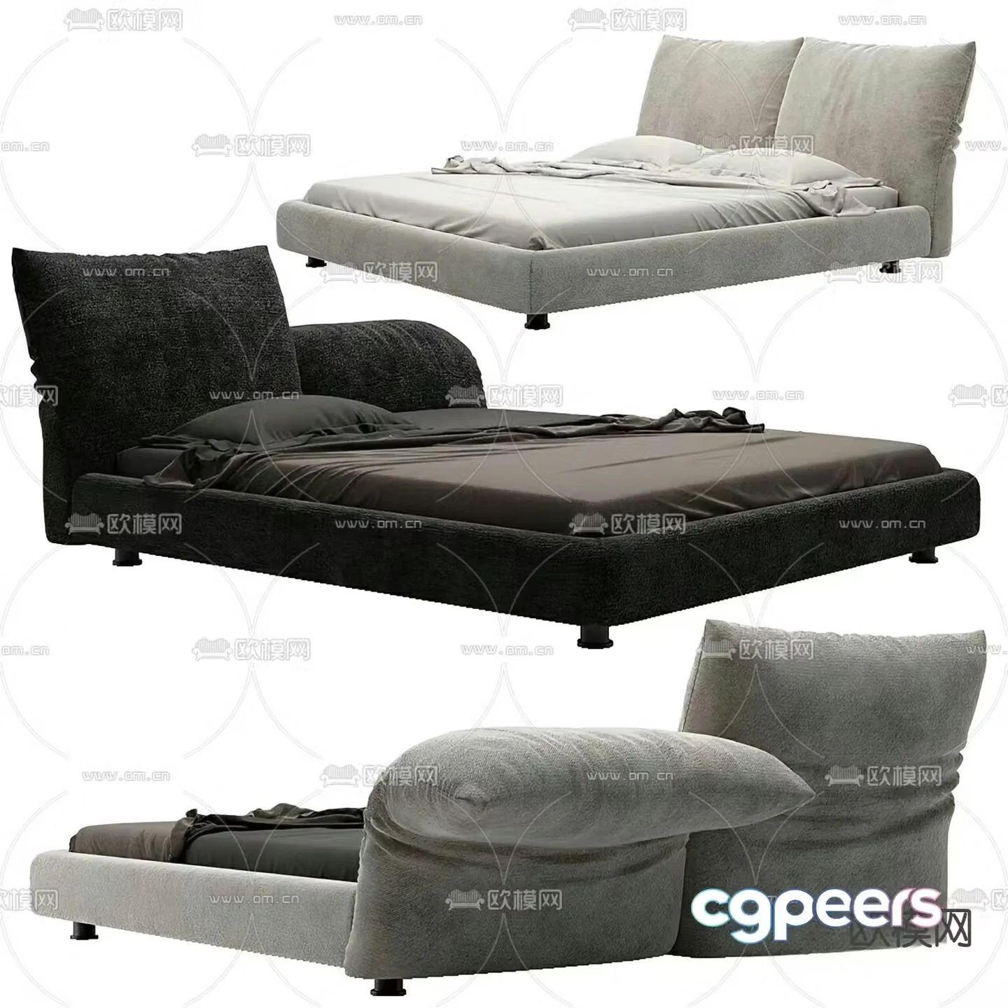Modern double bed 3d model