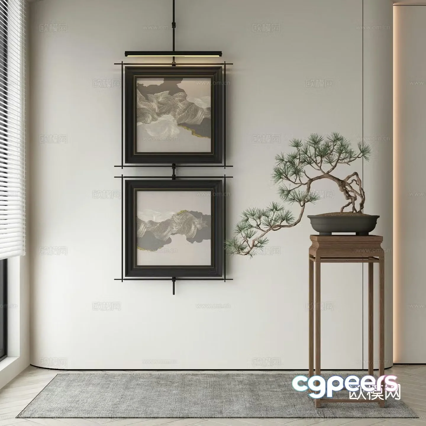 New Chinese style wasabi paintings oil paintings 3D model
