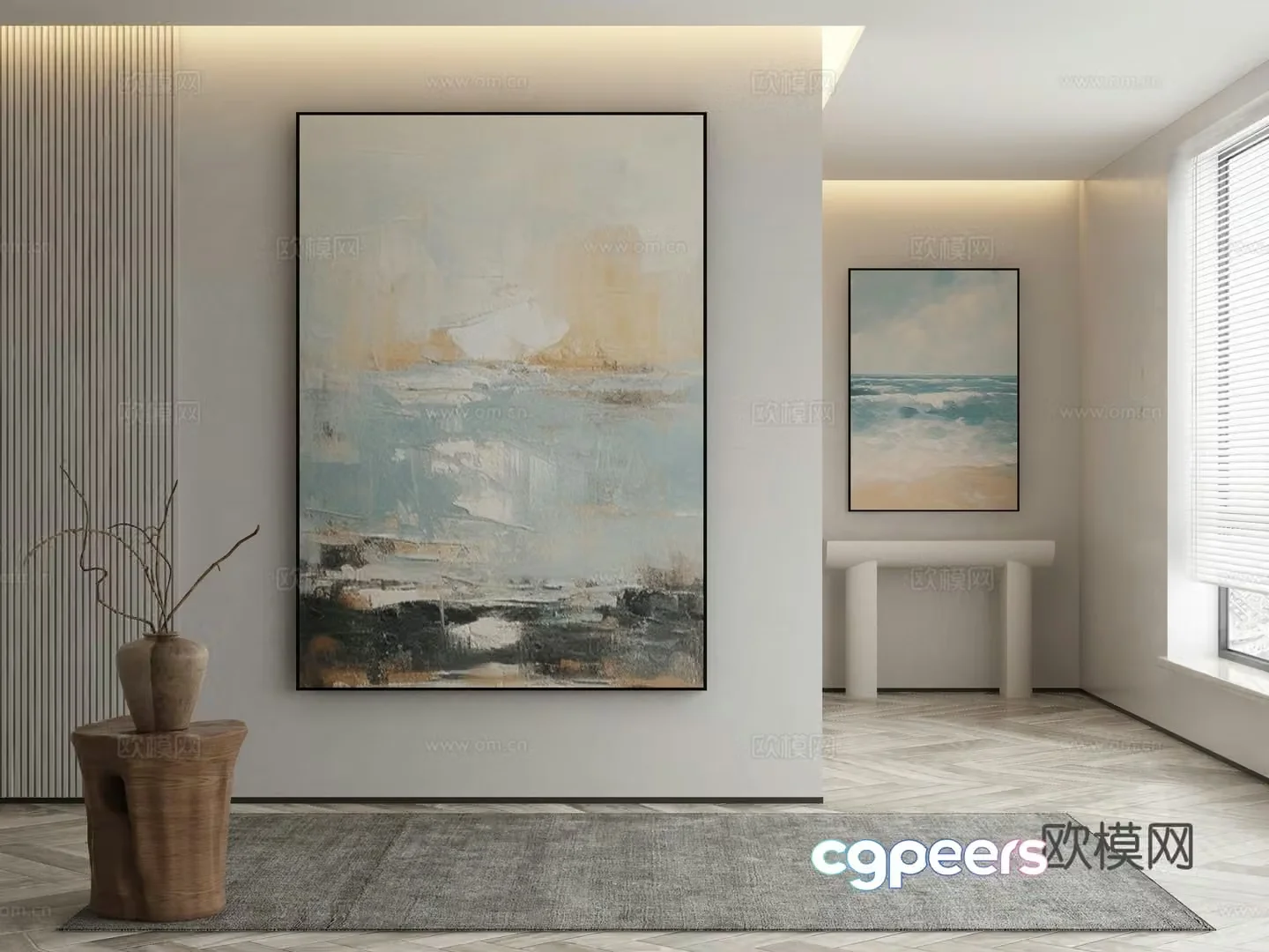 Modern decorative painting landscape oil painting 3d model