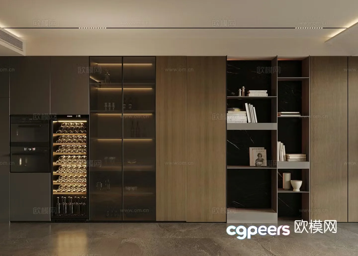Light luxury Italian decorative cabinet glass wine cabinet sideboard dining cabinet red wine cabinet wine cabinet sideboard 3D model
