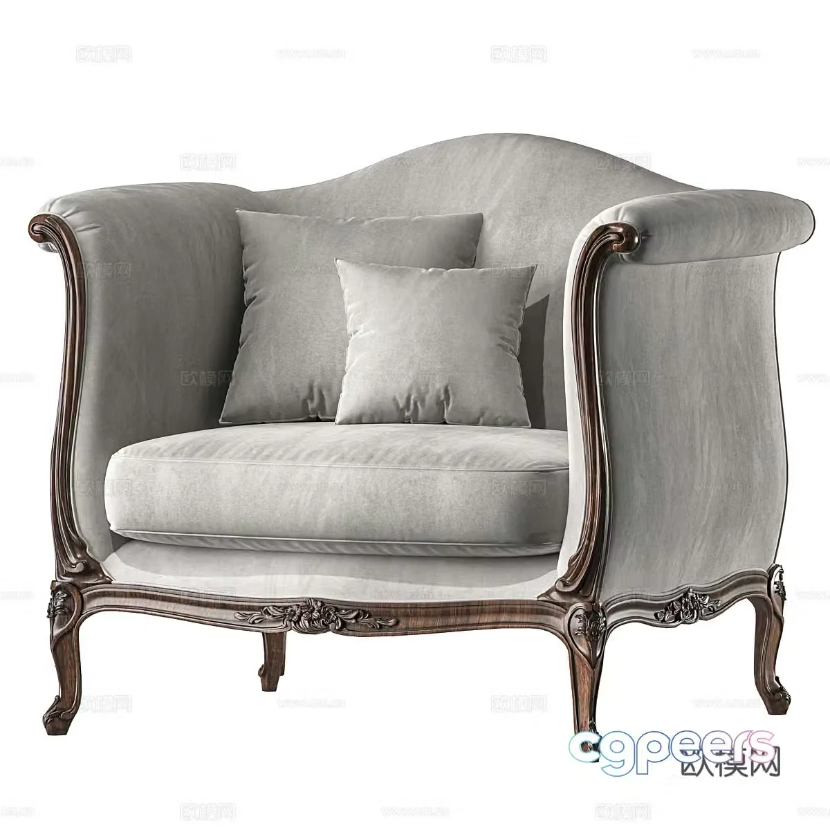 French Serpertine armchair 3d model