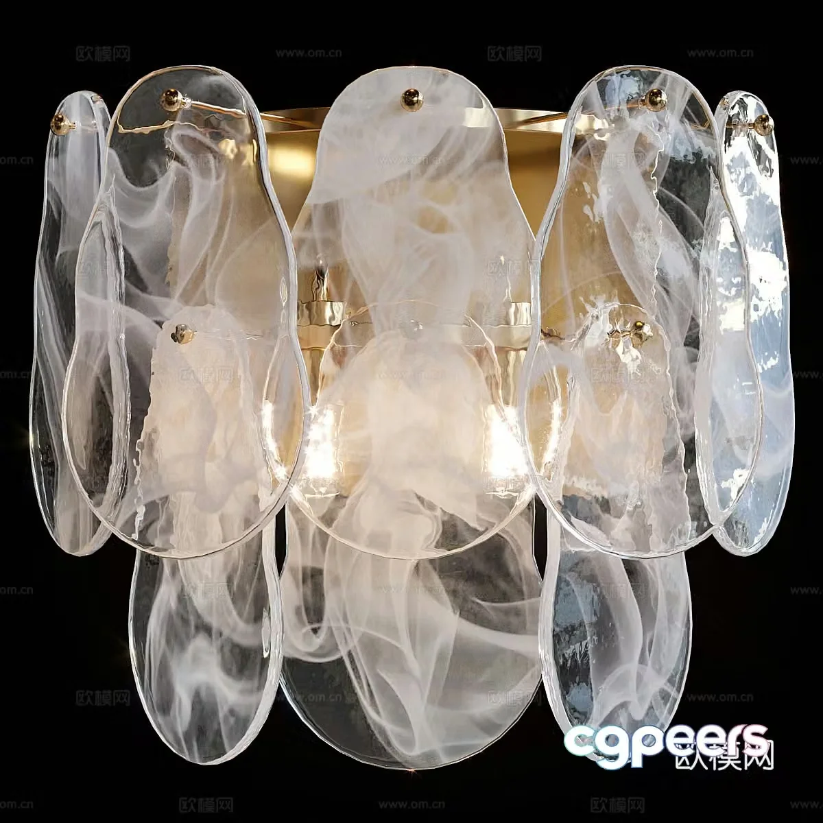 Modern light luxury metal glass decorative wall light 3d model