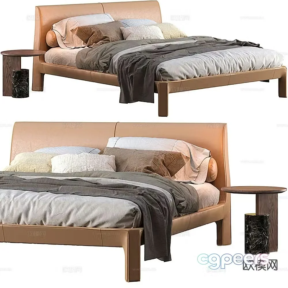 Modern double bed 3d model