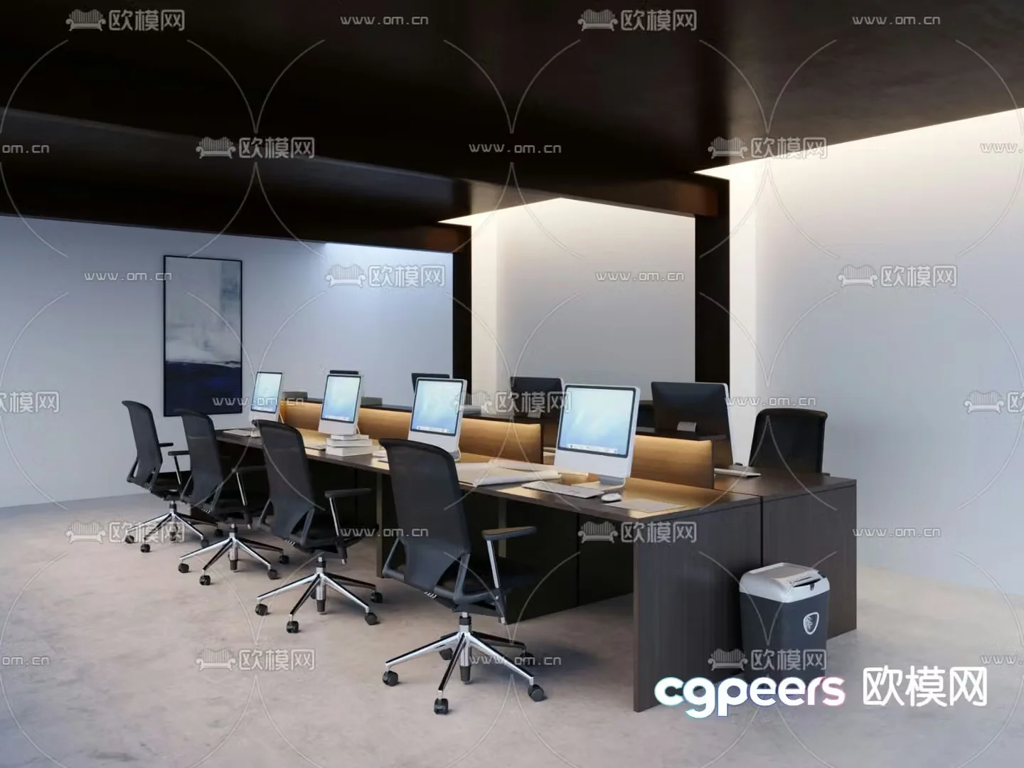 Card space desk workstation staff table 3D model