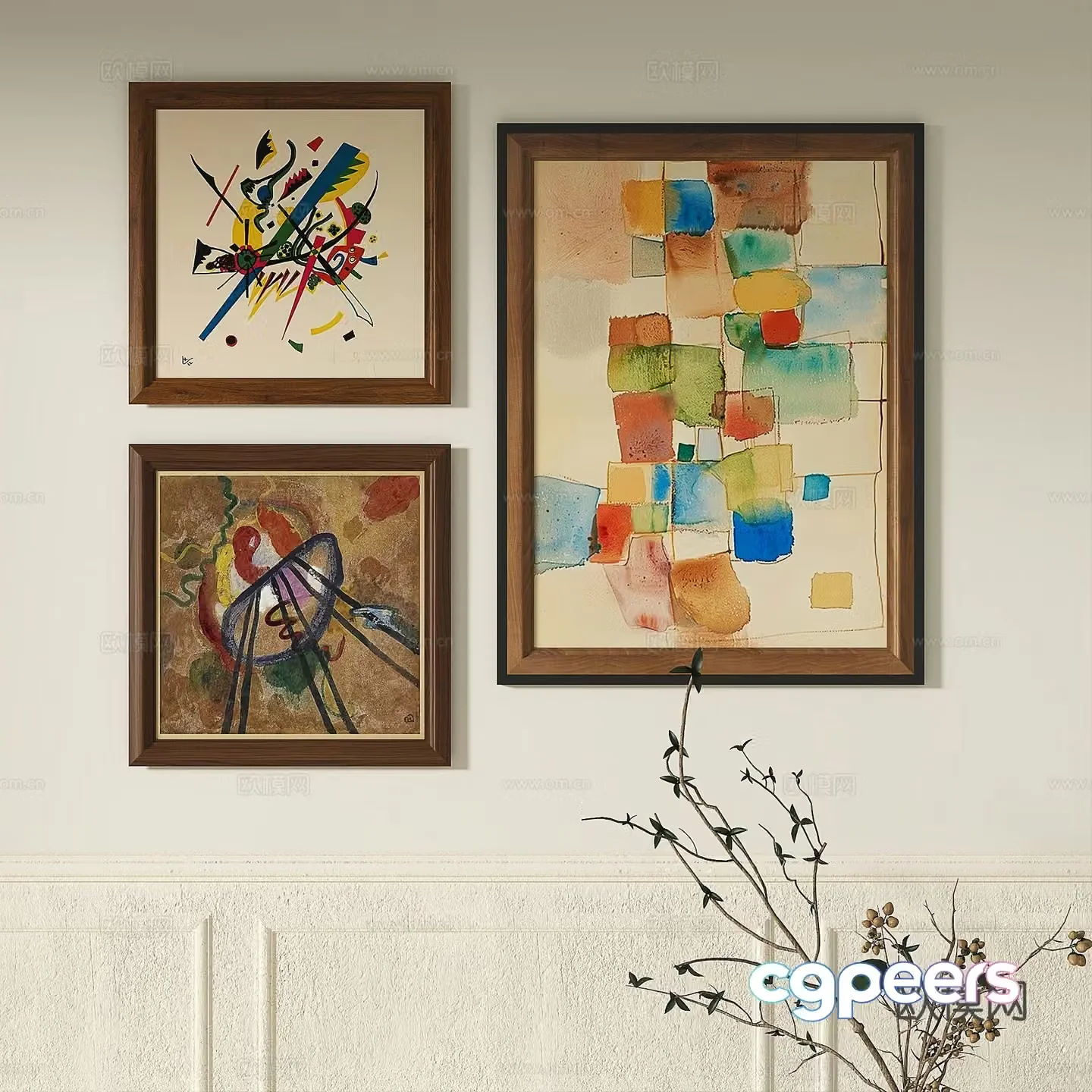 French retro abstract decorative painting 3d model