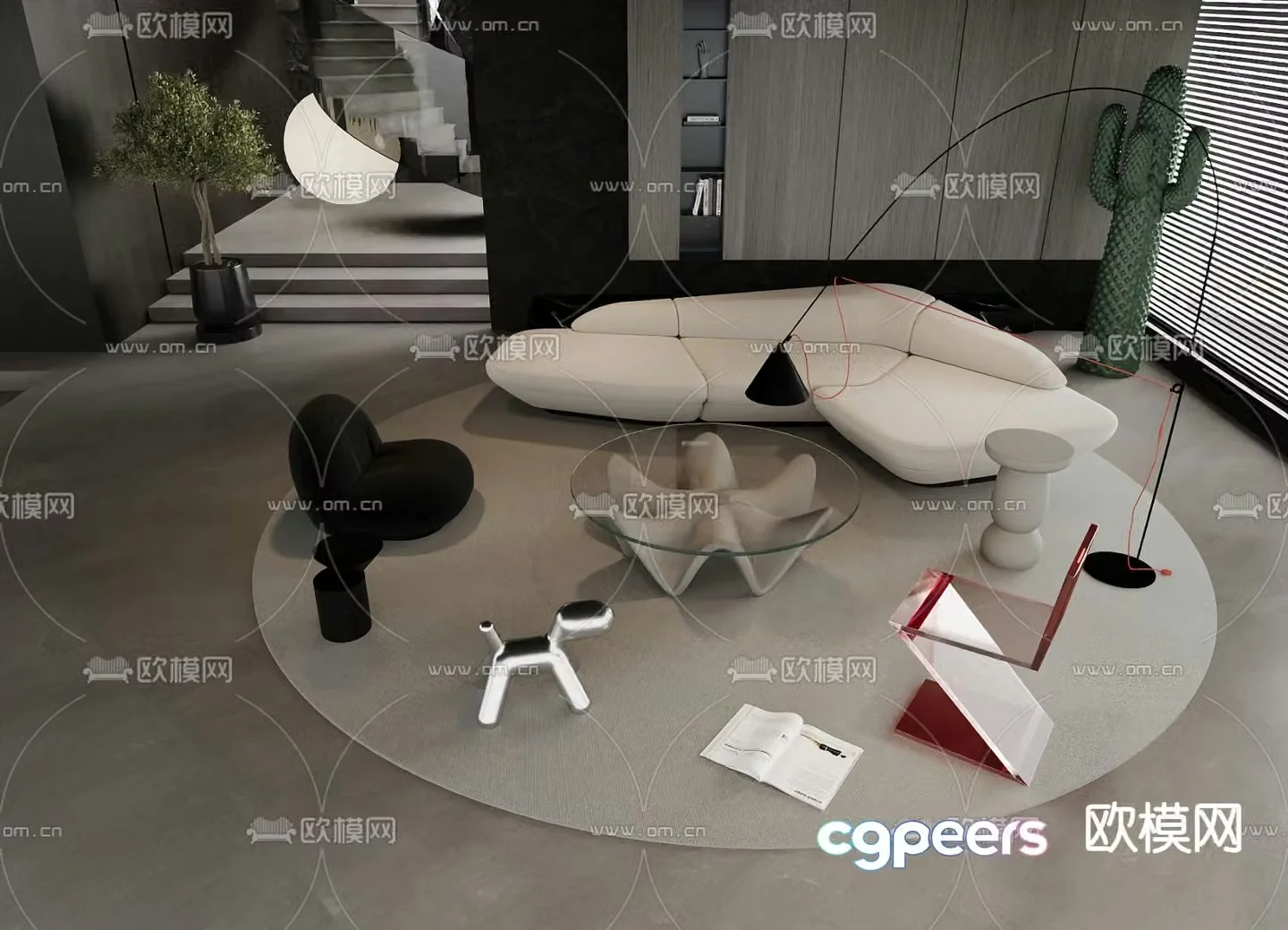 Cream style sofa curved sofa modular sofa 3d model