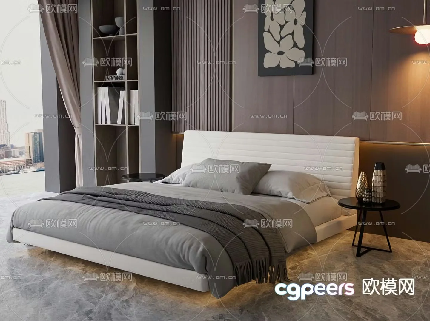 Simple double bed 3d model