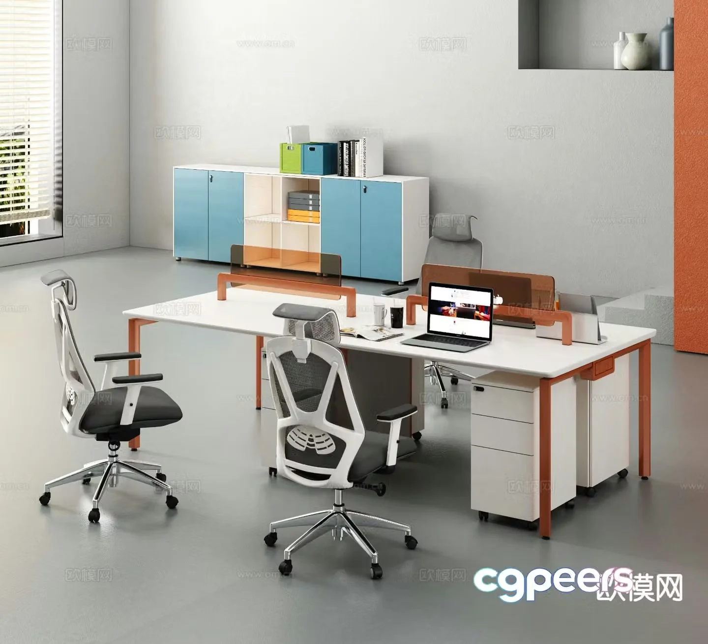 Modern office desk and chair 3d model