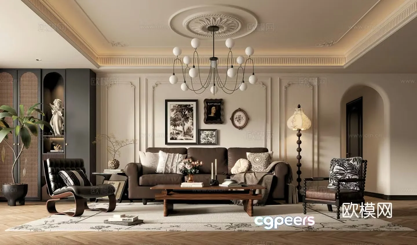 French medieval style living room 3d model