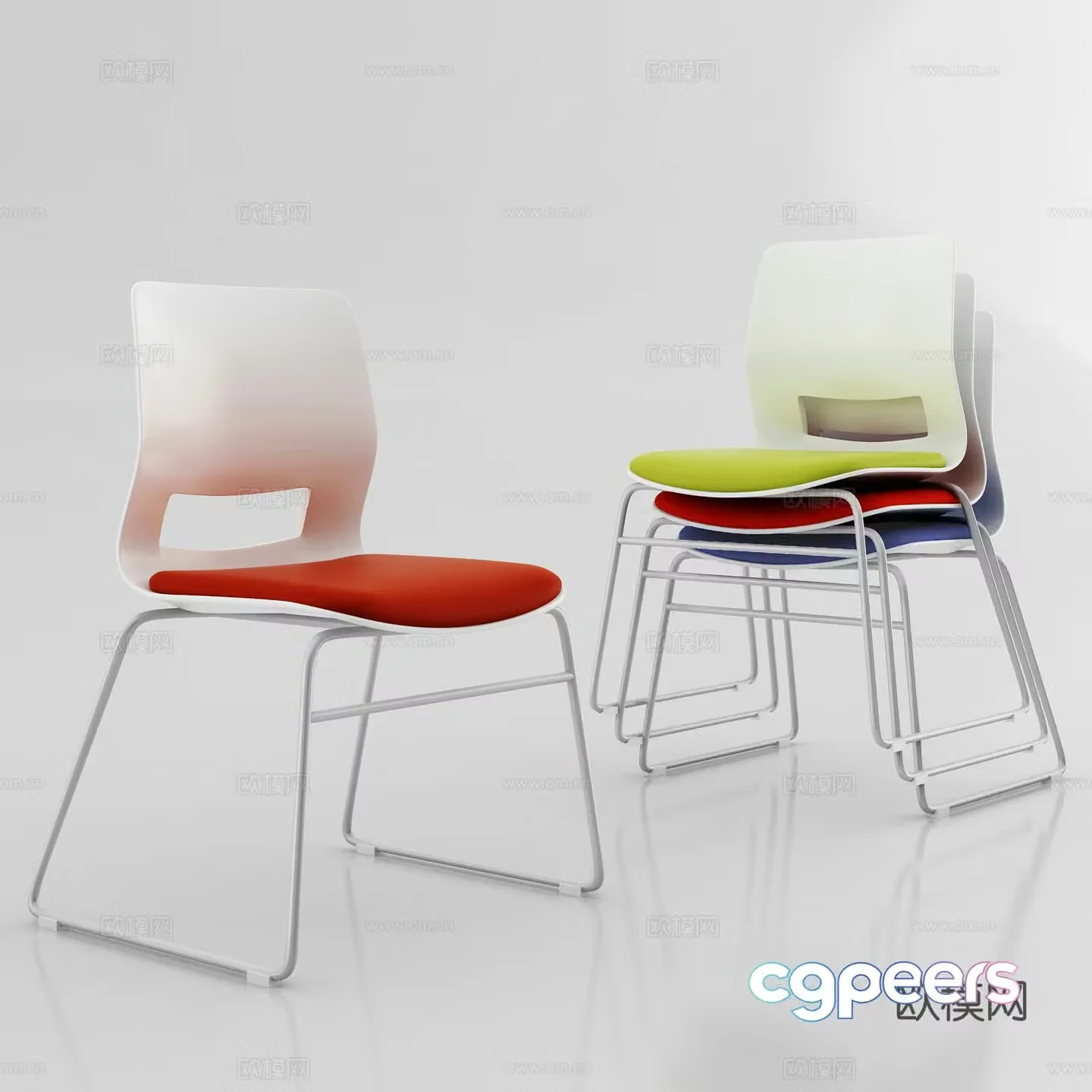 Modern leisure chair conference chair training chair 3d model